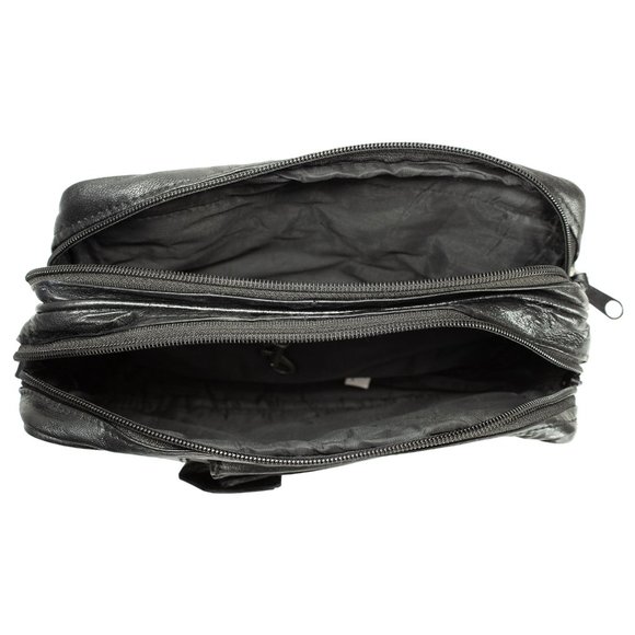 Men Leather Cross Body Bag, Messenge Bag, Travel Organizer Bag, Black - Picture 8 of 14